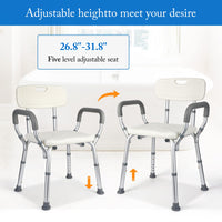 Garvee Chaise de Douche avec Dossier, Capacité 136 kg, Hauteur Réglable, Assise Ergonomique, Pieds Antidérapants, pour Seniors