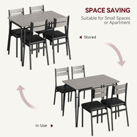 Garvee table de salle à manger pour 2 personnes avec chaises rembourrées, en MDF, structure en métal, gain de place, idéale pour les petits appartements, carrée, grise