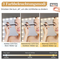 Miroir de maquillage Garvee Hollywood 80 x 60 cm, 17 LED, tactile, blanc, pour maquillage professionnel