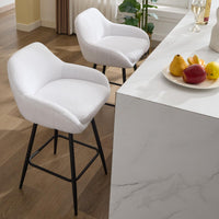 Tabourets de bar pivotants modernes Garvee, lot de 2, revêtement en tissu sherpa et pieds en métal, 66 cm (26 pouces), noirs