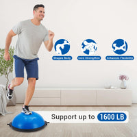 Ballon d'équilibre demi-sphère Garvee de 63,5 cm (25 pouces), capacité de charge de 725 kg (1 600 lb), base antidérapante, 2 bandes de résistance, pompe, ballon supplémentaire, matériau PVC, noir. Idéal pour le yoga, la musculation et le fitness.