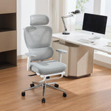 Garvee Chaise De Bureau Ergonomique Avec Appui-Tête Réglable, Soutien Lombaire, Accoudoirs 3D, Maille Respirante, Repose-Pieds Rétractable, Gris - Gris
