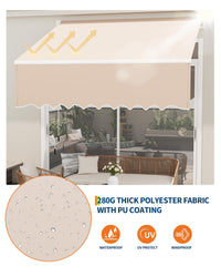 Store manuel Garvee 3 x 2,4 m, imperméable, protection UV, structure en aluminium, beige, pour terrasse et balcon