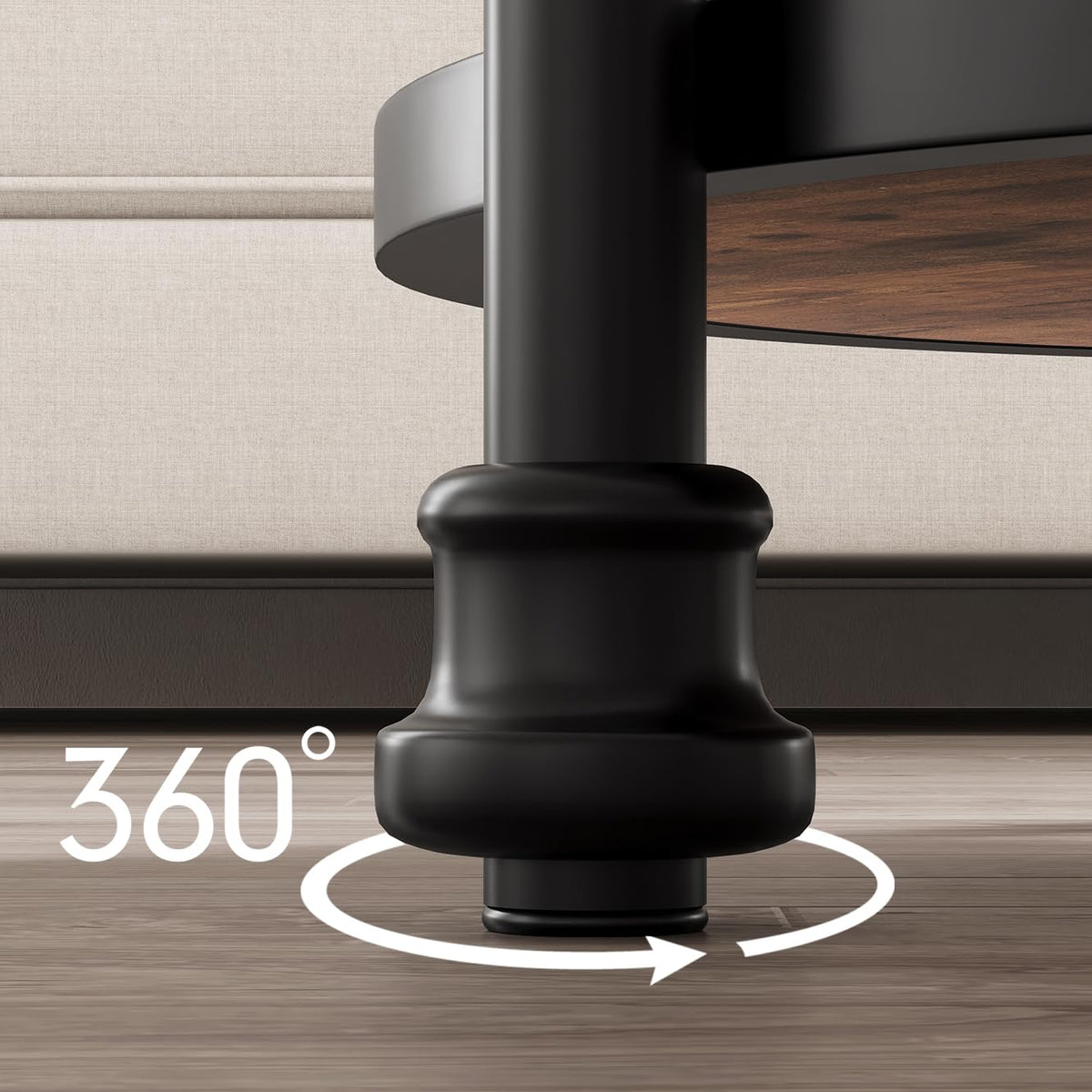 Garvee table d'appoint ronde à 3 étagères, pieds de support en métal, MDF rustique pour le salon et la chambre, 60 cm h × 46 cm l × 46 cm l, brune rustique