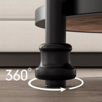 Garvee table d'appoint ronde à 3 étagères, pieds de support en métal, MDF rustique pour le salon et la chambre, 60 cm h × 46 cm l × 46 cm l, brune rustique