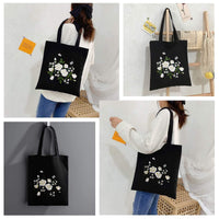 Kit de broderie Garvee avec tissu noir à motifs floraux, cadre en bambou, fils colorés, outils roses et blancs, sac de transport, cadeau de loisirs créatifs