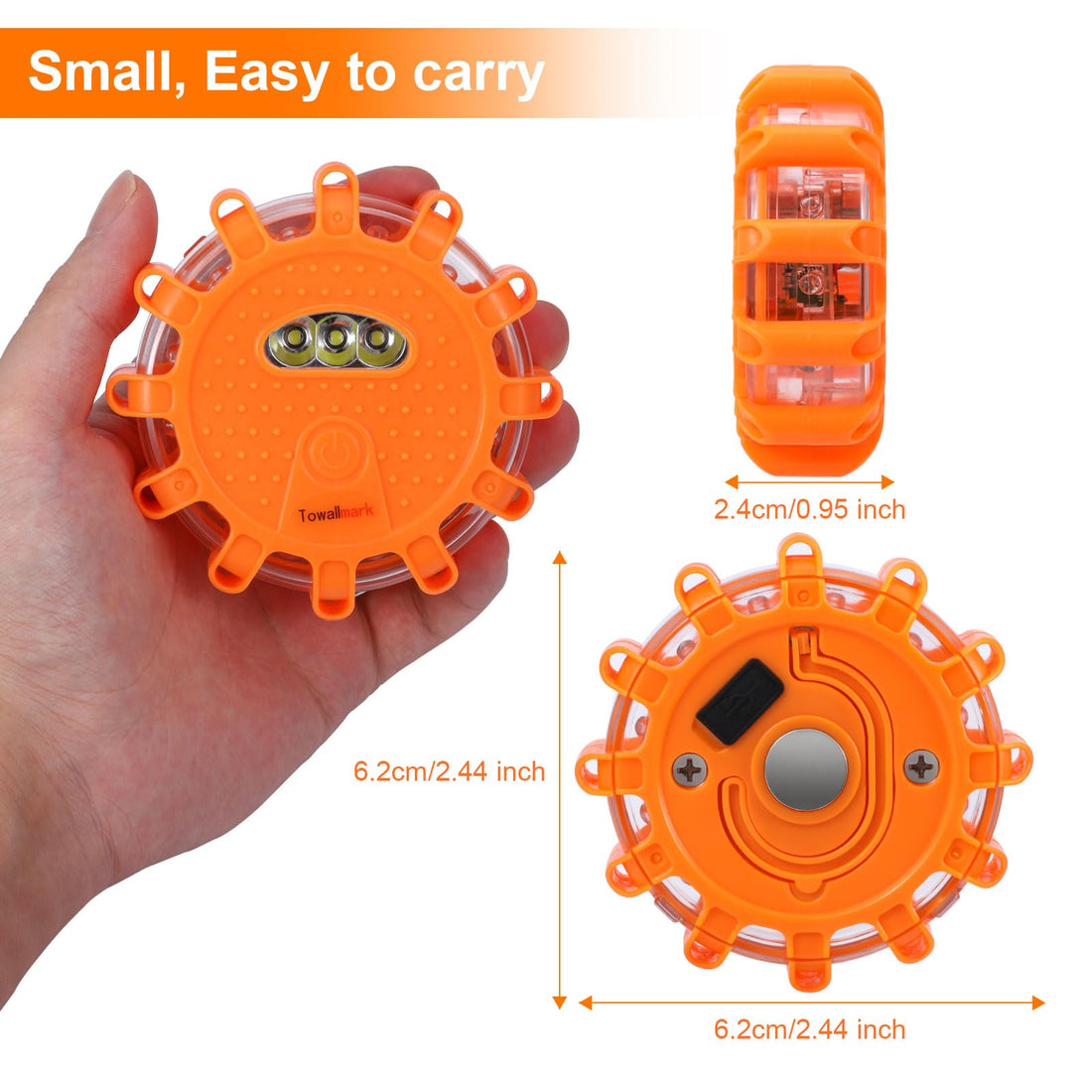 Feux de signalisation routière à LED Garvee, 9 modes, rechargeables par USB, magnétiques et étanches, pour les urgences en voiture et en bateau, ABS+PC, avec crochet