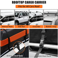 Sacoche de toit Garvee pour voiture, 425 litres (15 pieds cubes), étanche, avec 8 sangles renforcées, compatible avec tous les véhicules, idéale pour les voyages, dimensions : L 112 x l 86 x H 43 cm (44 x 34 x 17 pouces), noire.