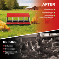 Garvee Nichoir à Poules 4 Compartiments en Métal Galvanisé avec Poignée en Plastique, Plateau Amovible, Antirouille pour Poulailler, Rouge