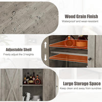 Garvee petit meuble de rangement, style campagne, avec 2 portes et étagères réglables, 76 × 40 × 80 cm, gris rustique, idéal pour le salon et la salle à manger