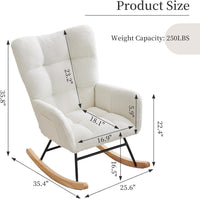 Fauteuil à bascule Garvee, fauteuil inclinable, fauteuil d'allaitement, fauteuil de salon, 90 x 65 x 90 cm, blanc