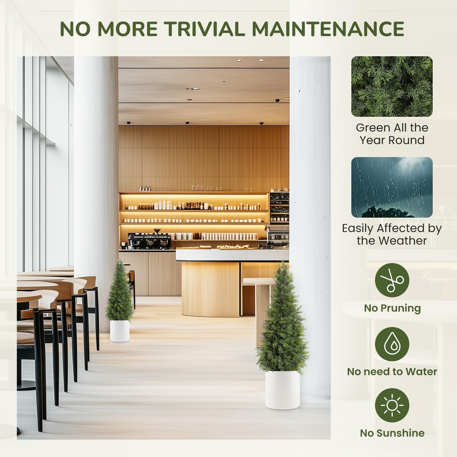 Arbre topiaire artificiel en cèdre Garvee de 91 cm (36 pouces), résistant aux UV, réaliste, tronc en bois, résistant aux intempéries pour une utilisation intérieure et extérieure, décoration de Noël verte