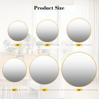 Miroir mural rond Garvee 91 cm (36 po) doré, cadre en métal doré mat, pour salle de bain et salon, grand cercle, verre écologique HD