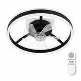 Garvee ventilateur de plafond Ø 50 cm avec LED à intensité variable, télécommande, 6 vitesses, 3 températures de couleur, noir - noir