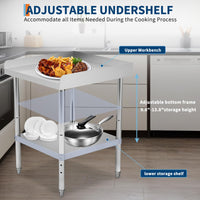 Table de grillade Garvee en acier inoxydable, hauteur réglable, 30 x 60 x 75 cm, capacité de charge de 180 kg, certifiée NSF, pour usage commercial et domestique, construction robuste, argent