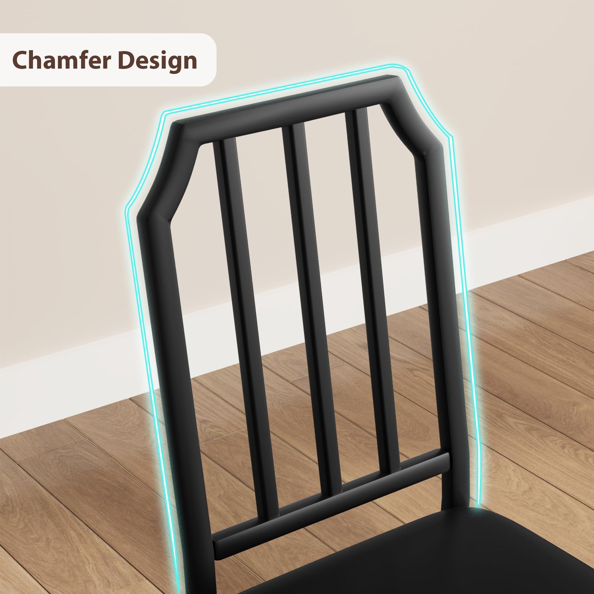 Ensemble de salle à manger Garvee pour 2 personnes, design chanfreiné, 3 pièces, sièges rembourrés, gris, compact pour petits espaces
