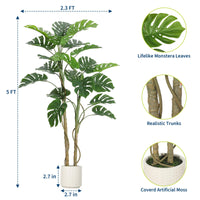 Plante artificielle Monstera Garvee, support stable réglable en polyester de 1,5 m, pour salon ou bureau, verte