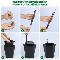 Garvee Lot de 2 jardinières diamant de 40 cm de haut, à arrosage automatique avec indicateurs de niveau d'eau, en plastique résistant aux intempéries, pour une utilisation intérieure et extérieure, blanches.