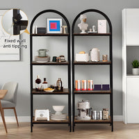 Garvee étagère à 4 niveaux en métal, style arqué, design moderne, aspect bois, idéale pour le salon et le bureau, résistante aux rayures et stable