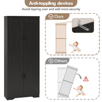 Garvee armoire de rangement haute 152 × 60 × 30 cm noire, 2 portes et étagères réglables