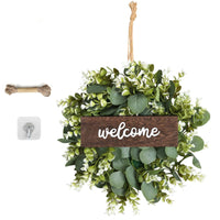 Couronne d'eucalyptus artificiel Garvee 35 cm, feuilles vertes décoratives pour porte, mur, fenêtre, porche
