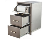 Garvee bloc à 3 tiroirs pour cuisine extérieure, acier inoxydable 304, 43 × 76 × 53 cm, finition grise - Finition grain de bois grise