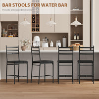 Ensemble de 2 tabourets de bar Garvee, en métal, assises rembourrées en similicuir, dossier ergonomique, pour cuisine et bar, robustes, noirs