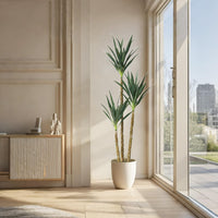 Plante artificielle Garvee en bois de fer brésilien, 1,80 m, arbre de jardin à 5 troncs, flexible et facile d'entretien, en polyéthylène, pot élégant pour la décoration intérieure et extérieure, vert.