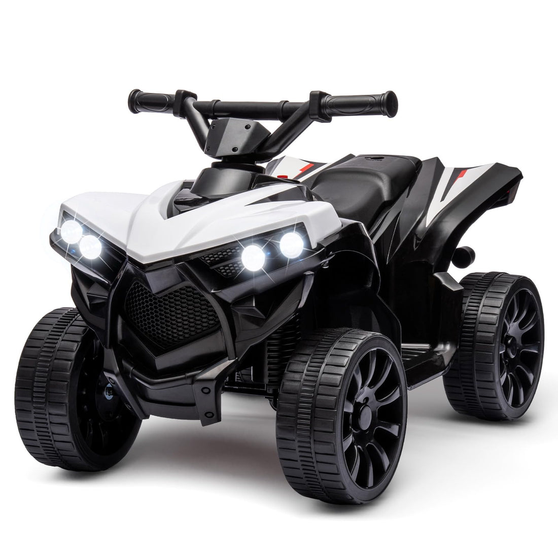 Garvee Quad électrique 6V pour enfant avec LED, musique et conduite fiable, blanc, dès 3 ans