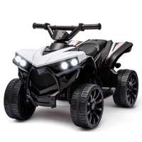 Garvee Quad électrique 6 V pour enfant avec LED, musique et conduite sécurisée, blanc, dès 3 ans