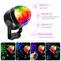 Garvee Boule disco LED RGB avec 7 couleurs, activation sonore, rotation à 360°, câble USB de 4 m pour fêtes, anniversaires, bars, mariages, Noël, 2