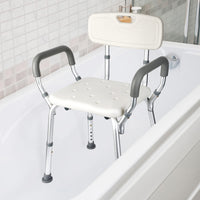 Garvee Chaise de Douche avec Dossier, Capacité 136 kg, Hauteur Réglable, Assise Ergonomique, Pieds Antidérapants, pour Seniors