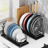 Égouttoirs à vaisselle multifonctionnels Garvee en acier au carbone (lot de 2) - Gain de place et réglables - Acier inoxydable - Pour évier de cuisine - Noir