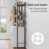 Étagère à linge Garvee 76 cm avec étendoir, réglable, 4 niveaux, bois et acier, pour lave-linge, salle de bain et buanderie, gain de place, 71 cm, couleur naturelle