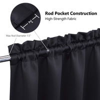 Garvee Lot de 2 cantonnières occultantes pour fenêtres, salon, cuisine, chambre, cantonnières isolantes thermiques, noires, 66 x 76 cm