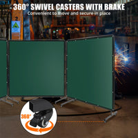 Écran de soudage Garvee à 3 panneaux de 1,8 x 1,8 m avec cadre en acier et PVC transparent pour ateliers et garages, vert, ignifugé, portable
