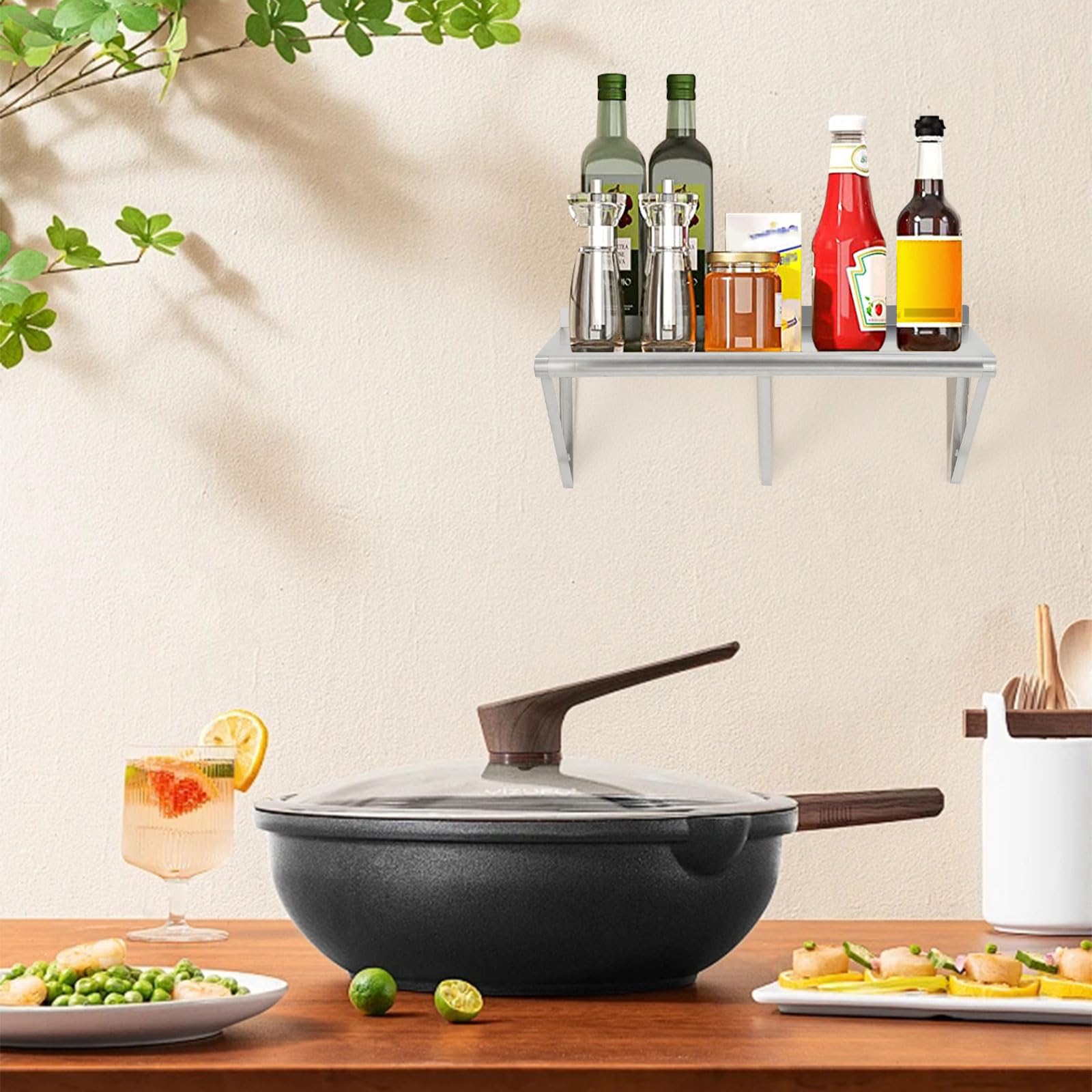 Support mural Garvee en acier inoxydable 24 x 14 x 13 pouces avec pare-éclaboussures pour cuisine et usage commercial, robuste, polyvalent et facile à nettoyer