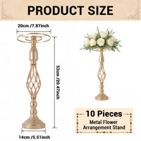 Supports à fleurs en métal Garvee, lot de 10, décoration de table de mariage, élégants modèles rotatifs, métal et cristal, antirouille, pour les fêtes et la maison, 52 cm, argent