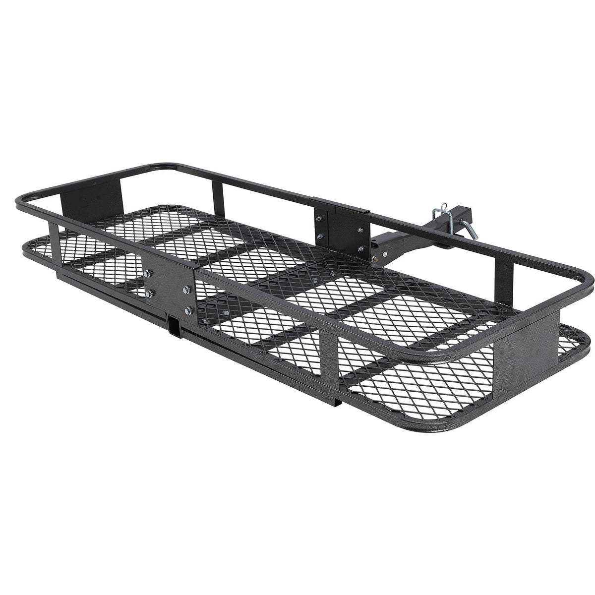 Panier de remorque pliable en acier Garvee 60" x 20" x 5" (152 x 51 x 13 cm), résistant à la rouille, pour voiture et camping, compatible avec barre de remorquage 2", noir