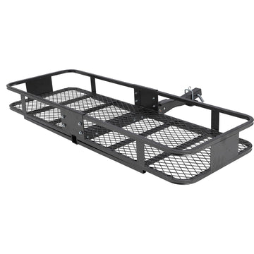 Panier de remorque pliable en acier Garvee 60" x 20" x 5" (152 x 51 x 13 cm), résistant à la rouille, pour voiture et camping, compatible avec barre de remorquage 2", noir