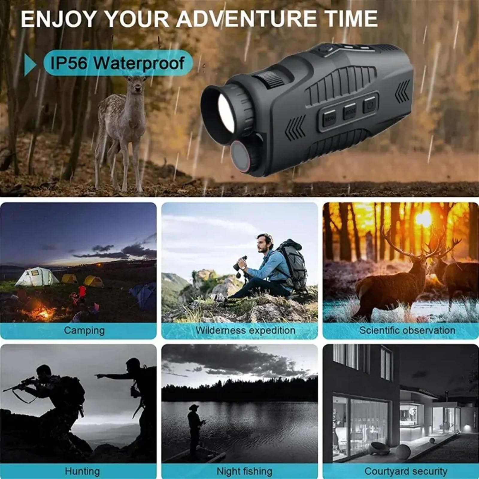 Monoculaire Garvee avec zoom numérique 5x et illuminateur infrarouge pour l'observation nocturne. Compact, robuste et de qualité HD.