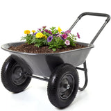 Garvee Chariot de Jardin à 2 Roues, Capacité de Charge de 272 kg, Bac en Polyéthylène, Cadre en Acier, 66 × 124 cm, pour Jardin et Extérieur, Gris - Gris