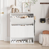 Garvee Armoire à Chaussures Flûtée Slim avec 2 Tiroirs Abattants bois d’ingénierie pour Entrée et Couloir Moderne 80 × 30 × 102cm - Blanc