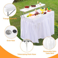 Table glacière pliable Garvee avec système d'évacuation, bac à glaçons à deux niveaux, portable pour les fêtes et le camping, 103 x 56 x 100 cm, en PEHD