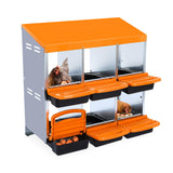 Garvee Boîte À Nidification Pour Poules 6 Compartiments Acier Galvanisé Durable Avec Couvercle Protecteur Pour Poulailler - Orange