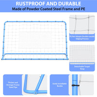 Filet de rebond de football Garvee 1,8 x 1,2 m, cadre en acier robuste et réglable, résistant aux intempéries, bleu, pour jardin et terrain de jeu