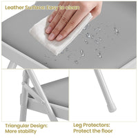 Ensemble de 2 chaises pliantes Garvee en similicuir, rembourrées, pliables, en métal, pour le bureau et le camping, pieds antidérapants, empilables