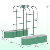 Garvee Jardinière surélevée galvanisée avec treillis arqué vertical de 244 cm (243,8 cm), réglable, en acier, jardin/terrasse, antirouille
