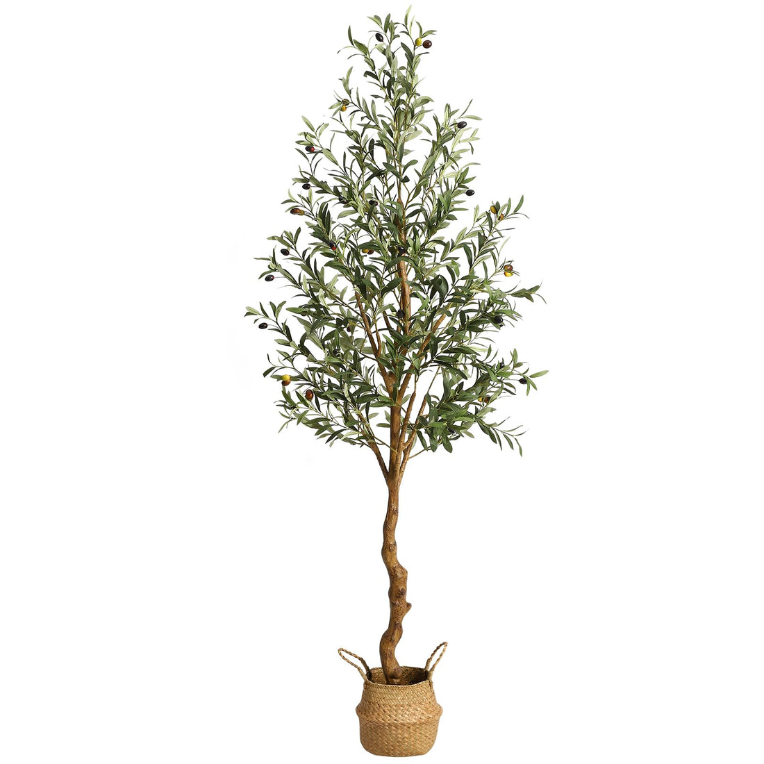 Garvee Olivier artificiel 183 cm, tronc réaliste en PE, feuilles et fruits réalistes, matière soie, branches ajustables, déco maison et bureau