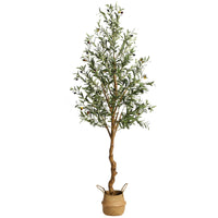 Garvee Olivier artificiel 183 cm, tronc réaliste en PE, feuilles et fruits réalistes, matière soie, branches ajustables, déco maison et bureau